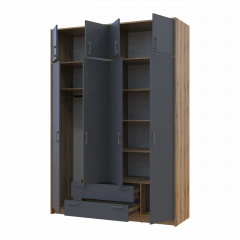 Шафа двостулкова антрацит довга на чотири двері з атрессолю ящиками Doros Ронді 4 ДСП короб Дуб Артизан Київ