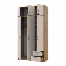 Шафа двостулкова для одягу на три двері зі штангою антрессолю ящиками Doros Ронді 2 ДСП короб Дуб Артизан 2360, Кашемір