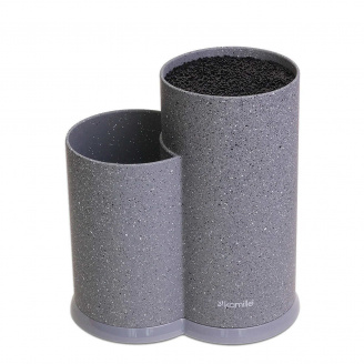 Підставка для ножів Kamille 22 см сірий мрамур подвійна КМ-7607