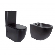 Комплект: Унітаз напольний Qtap Robin Ultra Quiet Black + Біде напольне Qtap Robin Black (QT13226083AMB47928)