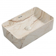 Раковина накладна Mixxus Premium Quadro-0208 Marble 480x315x140 мм з переливом (MP6518)
