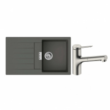Мийка для кухні Hansgrohe S52 S520-F345 зі змішувачем Zesis M33 сірий камінь-сталь (43356800)