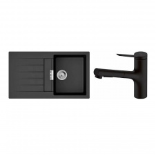 Мийка для кухні Hansgrohe S52 S520-F345 зі змішувачем Zesis M33 чорний графіт-чорний матовий (43356670)