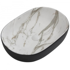 Раковина накладна Mixxus Premium Ellipse-0105 Marble-Black 600x400x150 мм (MP6565) Вільнянськ