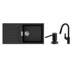 Мийка для кухні Hansgrohe S52 S520-F480 зі змішувачем Focus M41 з дозатором A41 чорний графіт-чорний матовий (43358600) Жмеринка