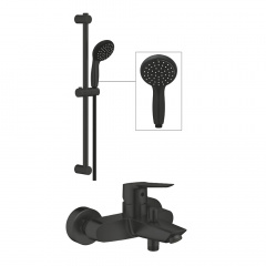 Змішувач для ванни Grohe QuickFix Start з душовим гарнітуром, чорний матовий (UA30330702) Хмельник