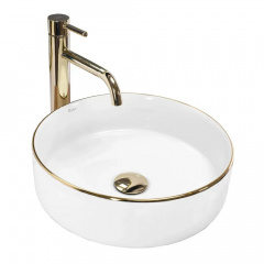 Раковина накладна Rea Sami Gold Edge білий (REA-U6758) Коломыя
