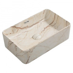 Раковина накладна Mixxus Premium Quadro-0208 Marble 480x315x140 мм з переливом (MP6518) Молочанськ