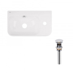 Раковина підвісна прамокутна права Qtap Tern 450х260х155 мм White + Донний клапан PU02O Херсон