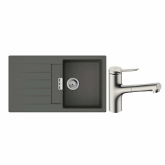 Мийка для кухні Hansgrohe S52 S520-F345 зі змішувачем Zesis M33 сірий камінь-сталь (43356800) Прилуки