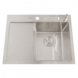 Мийка кухонна накладна Nett NS-6045(L) 1 мм з лівим крилом сталь (0430201)