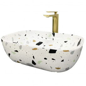 Раковина накладна VBI Ravenna білий тераццо VBI-011219