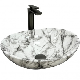 Раковина накладна VBI Parma біло-чорний мармур VBI-011009