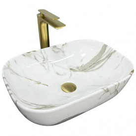 Раковина накладна VBI Ravenna білий мармур VBI-011205