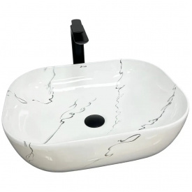 Раковина накладна VBI Bergamo білий мармур VBI-012501