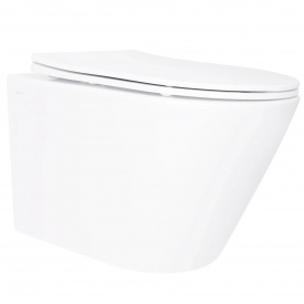 Унітаз підвісний Qtap Swan Ultra Quiet безобідковий з сидінням Soft-close (QT16335180W)