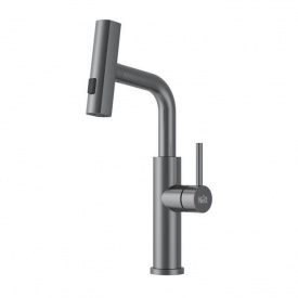 Змішувач для кухні водоспад з висувною лійкою Nett LGr-35 графіт (033120)