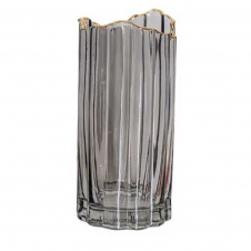 Ваза декоративна скляна YIWU Glass Flower 24.5 см Сірий (HP-1714)
