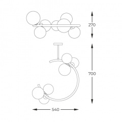 Люстра Zuma Line Molecule 54x27x70 см Золотистий (ZuC0454-06Q-F7AA) Київ