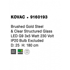Люстра Nova Luce Kovac 25x180 см Прозоро-золотистий (Nova9160193) Виноградів