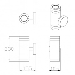 Вуличний світильник Polux Rino 15.5x10.5x23 см Чорний (Pol323996) Ізюм