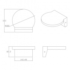 Уличный светильник Polux Теза 18.3x18x8.3 см Черный (Pol324023) Мукачево