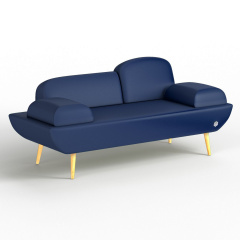 Двухместный диван KULIK SYSTEM LOFT Экокожа Целый Темно-синий (hub_lfjk62155) Цумань