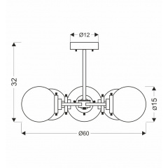 Люстра Candellux Lens 60x32 см Латунно-черный (35-01306) Вараш
