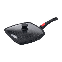 Сковорода-гриль алюмінієва з кришкою YIWU Haus Roland 1.5 л 25x25 см Чорний (HP33545) Первомайськ