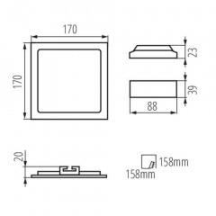 Точковий світильник Kanlux Katro 17x17x2 см Білий (Kan28940) Луцьк