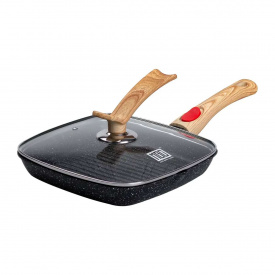 Сковорода-гриль с антипригарным покрытием и съемной ручкой MGC 24 см Черный (HP-4-461B)