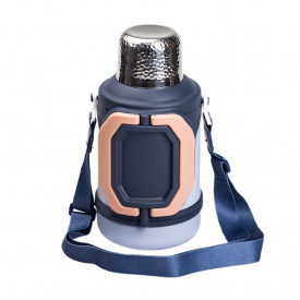 Термос для туризма с флип крышкой и складными ручками YIWU Vacuum Cup 1500 мл Темно-синий (HP-14-21BL)