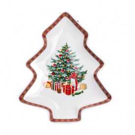 Блюдо сервірувальне YIWU Christmas 25.5x21 см Червоно-білий (HP-SD-1)