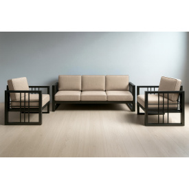 Комплект металевих меблів Tobi Sho Вердон/S12 з 6 подушками рогожка Бежевий/03, 750х1600х700 мм