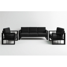 Комплект м'яких меблів Tobi Sho Вердон/S12 з 6 подушками для дому, дачі, саду, офісу, велюр Чорний/37, 750х1600х700 мм