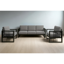 Комплект металевих меблів Tobi Sho Вердон/S12 з 6 подушками рогожка Світло-сірий/34, 750х1600х700 мм