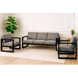 Комплект металевих меблів Tobi Sho Делтос/S7 з 6 подушками (3 верхні + 3 нижні) рогожка Бежевий/03, 750х1600х700 мм