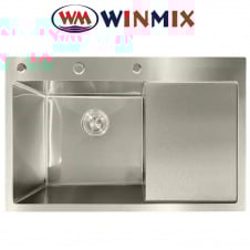 Кухонная мойка Winmix MH7849L NANO-SILVER со ступенькой для сушилки из нержавеющей стали