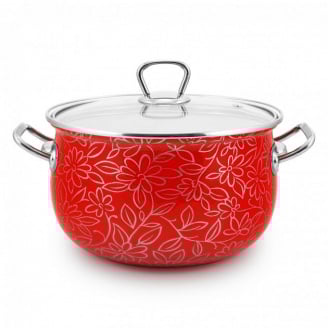 Каструля емальована 2,1 літра d-16 Ажур червоний Interos 2598 В-2,1 ITR
