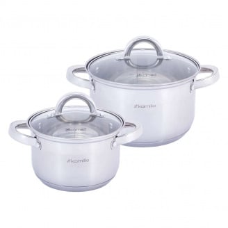 Набір каструль Kamille із нержавіючої сталі 4 предметів KM-5627S