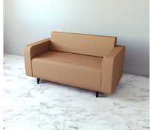 Диван офисный Tobi Sho Арне с подлокотниками 1380х700х740 мм, кожзам Coffe Milk/2238