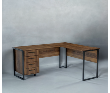 Стол угловой офисный Tobi Sho LOFT Volcano СУЛВ/2-1 с 4 ящиками столешница 18 мм, 1400х1200х750 Фаервуд