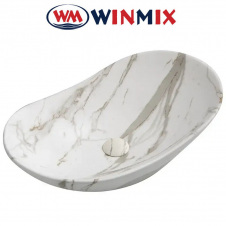 Раковина (умивальник) накладна Winmix Premium WAVE-0106 MARBLE 620*360*160mm (мармур)