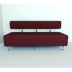 Диван офисный Tobi Sho Доран без подлокотников 1800x540x750, кожзам Бордовый 2223 Бородянка