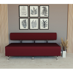Диван офисный Tobi Sho Доран без подлокотников 1800x540x750, кожзам Бордовый 2223 Бородянка