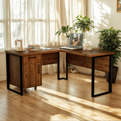 Стол угловой офисный Tobi Sho LOFT Volcano СУЛВ/4-1 с тумбой столешница 18 мм, 1400х1400х750 Фаервуд Шепетовка