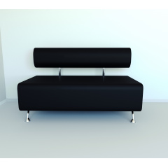 Диван офісний Tobi Sho Доран-42 без підлокітників 1200x540x750, шкірзам Чорний 2230 Ворожба