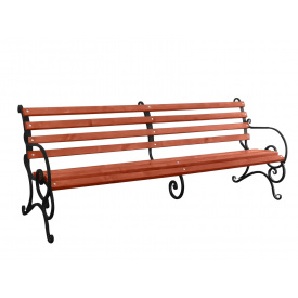 Лавка Tobi Sho садово-паркова кована з підлокітниками 1,75 м колір Червоне дерево
