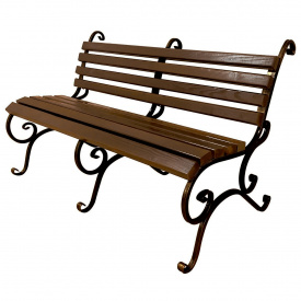 Лавка садова кована Tobi Sho без підлокітників посилена 170 см колір горіх