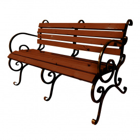 Лавка садова кована Tobi Sho з підлокітниками посилена 200 см колір махагоній